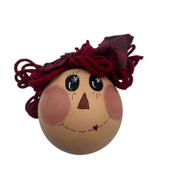 Hand-Painted Raggedy Ann & Andy-Inspired Ornament Set With Yarn Hair - Picture 2 of 7